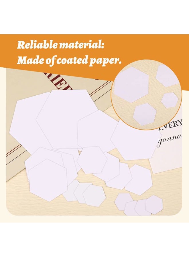 TLKKUE 600 Pieces Paper Piecing Hexagon Paper Piecing Template 6 Sizes White Paper Piecing Quilting Template Hexagon Shape for Quilting, Sewing, Craft Ideas DIY - Image 4