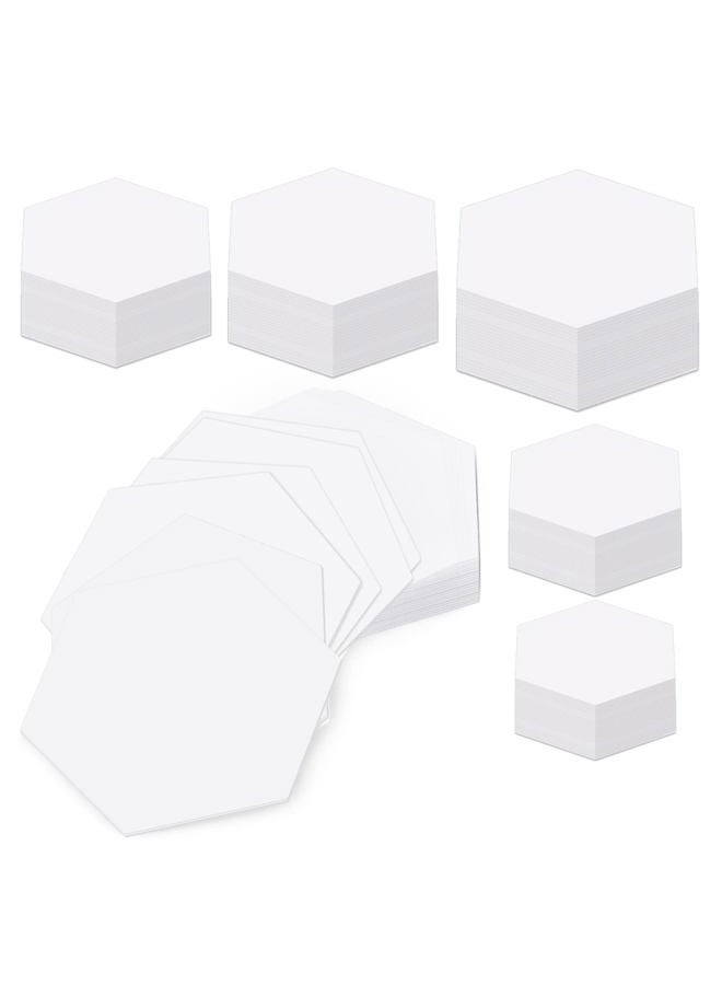 TLKKUE 600 Pieces Paper Piecing Hexagon Paper Piecing Template 6 Sizes White Paper Piecing Quilting Template Hexagon Shape for Quilting, Sewing, Craft Ideas DIY - Image 1