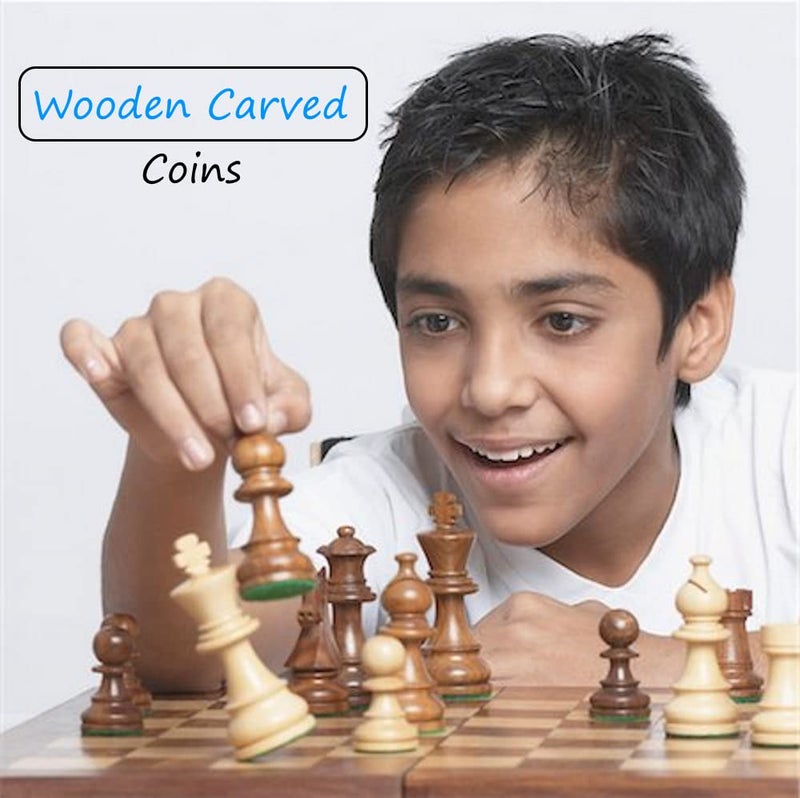 ENTERRO Chess Board Set Wooden Foldable14 x 14 inch with 2 Extra Queens - Handcrafted Magnetic Chess Pieces - Image 5