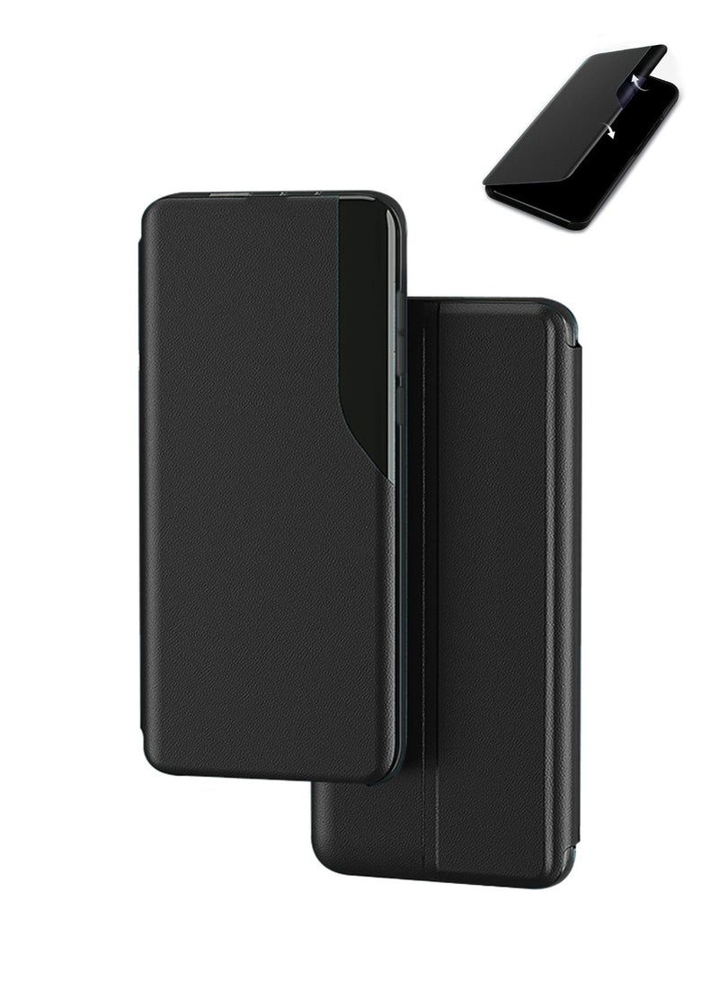 Wtech Samsung Galaxy S25 Ultra 5G 2025 Smart Mirror Window Flip Phone Case Auto Sleep Wake Cover (MCFLSN) - Black - Image 1