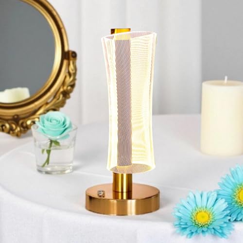 One94Store 3D Acrylic LED Night Lamp with Gold Base – Starry Sky Waist Design 2, Touch Control Cordless Decorative Table Light for Bedroom, Living Room & Home Decor (Pack of 1, Plastic Body) - Image 2