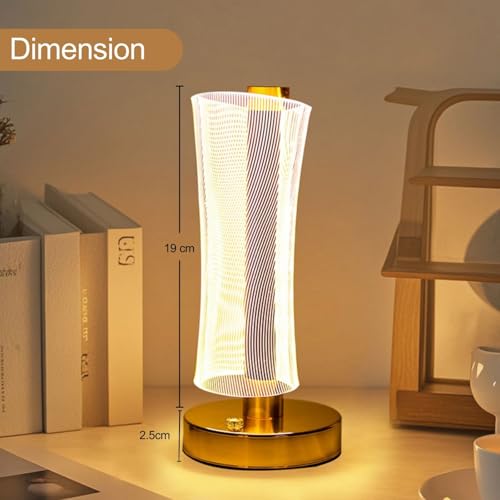 One94Store 3D Acrylic LED Night Lamp with Gold Base – Starry Sky Waist Design 2, Touch Control Cordless Decorative Table Light for Bedroom, Living Room & Home Decor (Pack of 1, Plastic Body) - Image 3