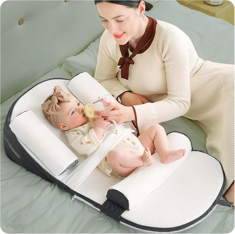 Baby Lounger, Baby Lounger Pillow for Newborn, 0-30° Adjustable Infant Travel Bed, Soft Washable Baby Nest for Sleeping, Relieves Vomiting Milk & Colic - Image 1