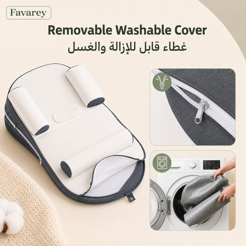 Baby Lounger, Baby Lounger Pillow for Newborn, 0-30° Adjustable Infant Travel Bed, Soft Washable Baby Nest for Sleeping, Relieves Vomiting Milk & Colic - Image 5