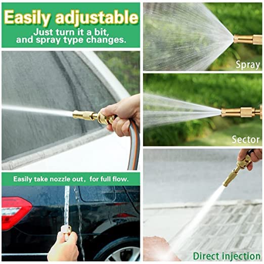 Mashki 1/2 Inch Flexible Water Pipe With Metal Water Sprayer For Gardening, Car Washing, Home Use Floor Clean Etc (10 Meter (32.5 Feet)) - Image 3