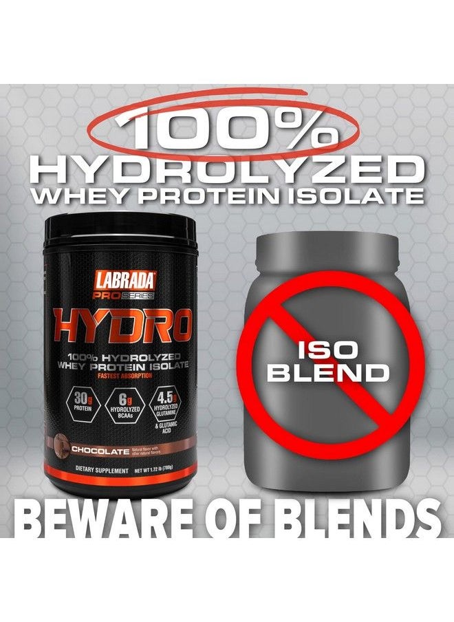 Hydro 100% Pure Hydrolyzed Whey Protein Isolate Powder Lactose Free 6G Bcaa’S 4.5G Glutamine Fastest Digesting Whey Available Instant Mixing Delicious Taste (Chocolate)