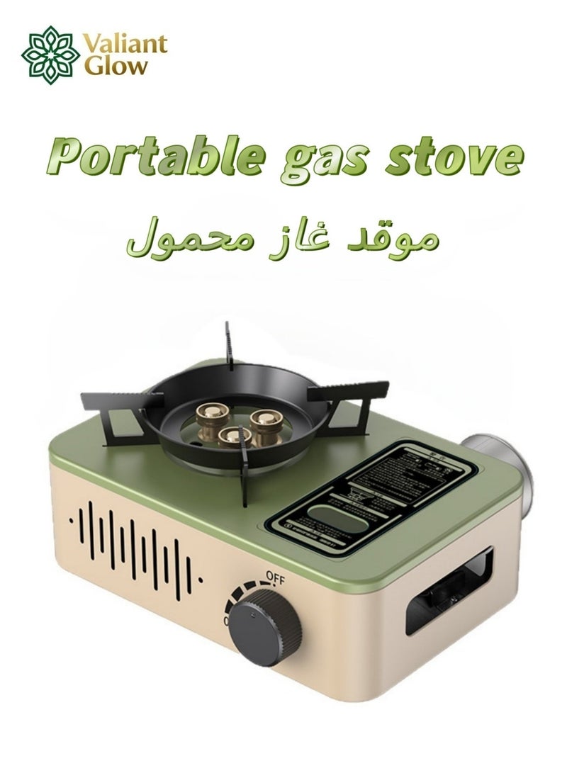 توهج شجاع موقد غاز تخييم محمول بقوة ٣٢٠٠ واط | موقد تخييم صغير | موقد بوتان محمول | موقد تخييم خارجي | دافور、غاز رحلات、غاز صغير لرحلات、غاز متنقل、فرن رحلات、موقد、موقد غاز خفيف、موقد غاز للرحلات、موقد لون بيج غاز | إشعال إلكتروني تلقائي مدمج | تحكم دقيق بالمقبض | مصنوع من الفولاذ المتين عالي الجودة وسبائك الألومنيوم | حامل واسع وقاعدة ثابتة - Image 1