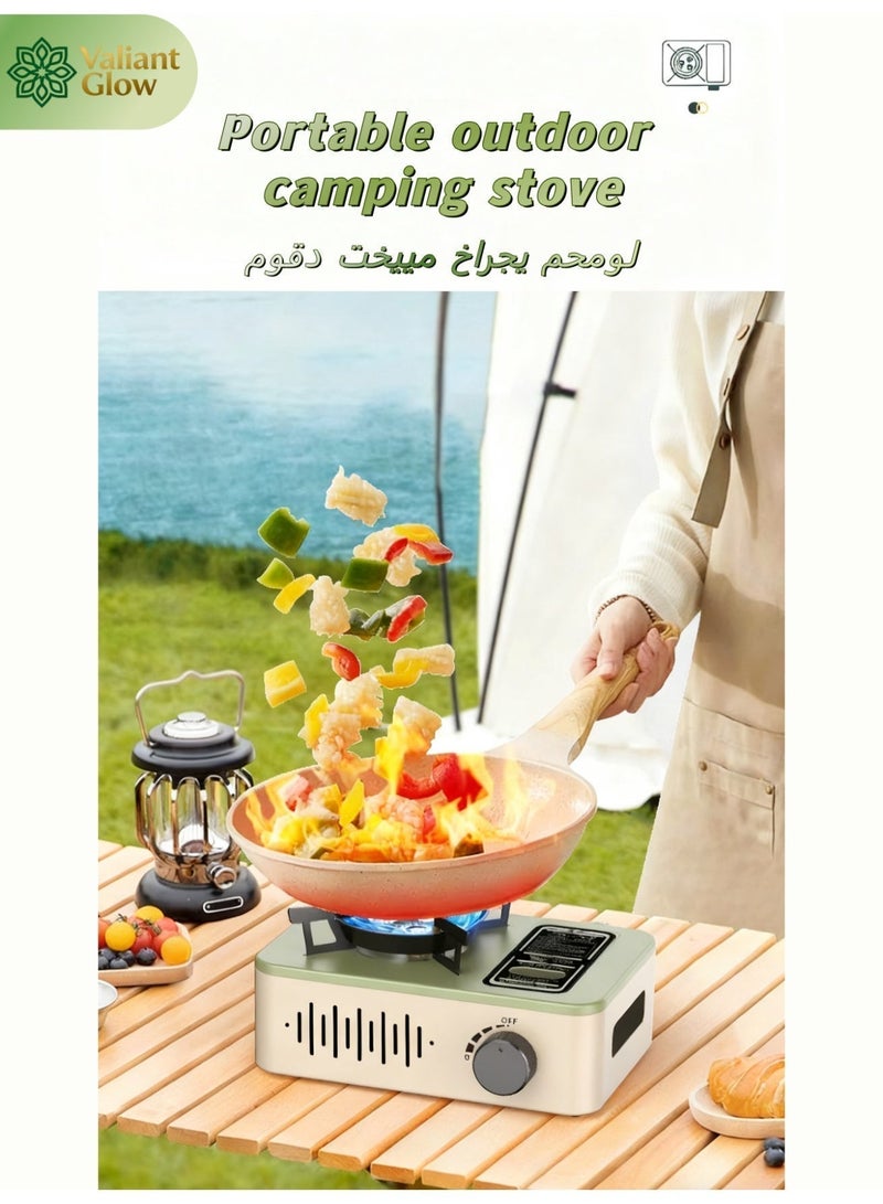 توهج شجاع موقد غاز تخييم محمول بقوة ٣٢٠٠ واط | موقد تخييم صغير | موقد بوتان محمول | موقد تخييم خارجي | دافور、غاز رحلات、غاز صغير لرحلات、غاز متنقل、فرن رحلات、موقد、موقد غاز خفيف、موقد غاز للرحلات、موقد لون بيج غاز | إشعال إلكتروني تلقائي مدمج | تحكم دقيق بالمقبض | مصنوع من الفولاذ المتين عالي الجودة وسبائك الألومنيوم | حامل واسع وقاعدة ثابتة - Image 5