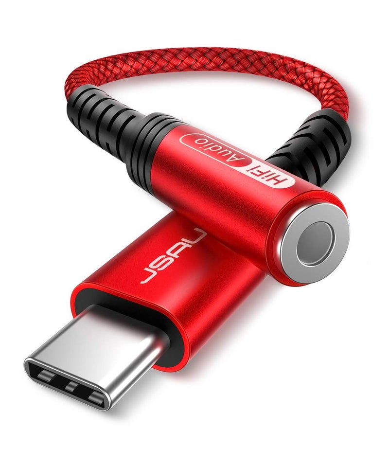 jsaux محول جاك سماعة رأس أنثوي USB Type C إلى 3.5 مم من JSAUX، كابل دنجلي صوتي USB C إلى Aux متوافق مع iPhone 15 Pro Max/15 Pro/15 Plus، Samsung Galaxy S23/S22/S21 Ultra، iPad Pro، Pixel - أحمر - Image 1