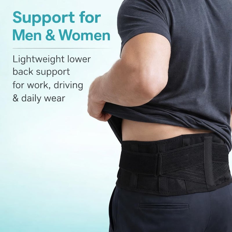 TitanGuard Ultra-Thin & Lightweight Back Brace for Lower Back Pain,Sciatica,Scoliosis,Slipped Disc- Breathable & Adjustable Back Brace Belt for Women and Men under clothes,Black. - Image 3