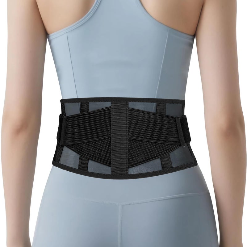 TitanGuard Ultra-Thin & Lightweight Back Brace for Lower Back Pain,Sciatica,Scoliosis,Slipped Disc- Breathable & Adjustable Back Brace Belt for Women and Men under clothes,Black. - Image 1