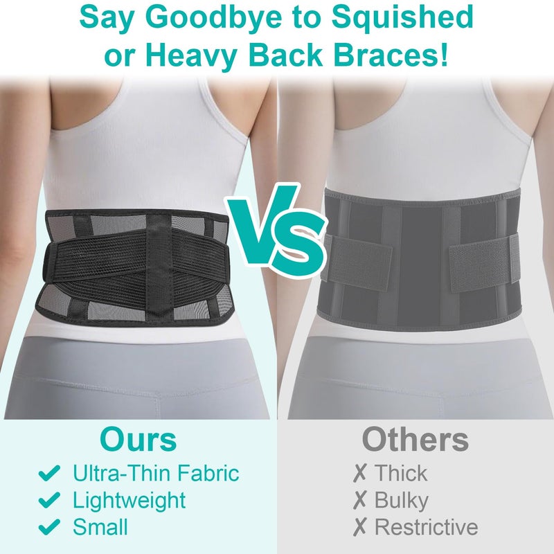 TitanGuard Ultra-Thin & Lightweight Back Brace for Lower Back Pain,Sciatica,Scoliosis,Slipped Disc- Breathable & Adjustable Back Brace Belt for Women and Men under clothes,Black. - Image 5