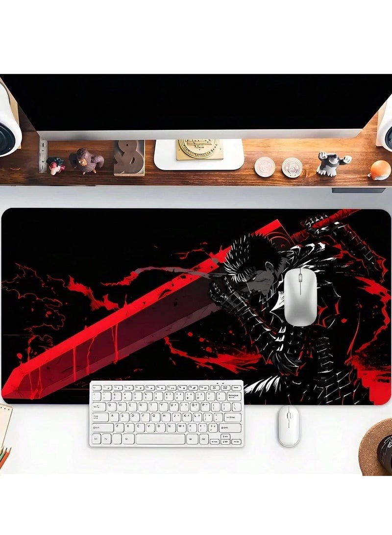Gaming mouse pad with anime warrior design, featuring a smooth surface for precision and a non-slip rubber base. Size: 30 × 80 CM. - Image 3