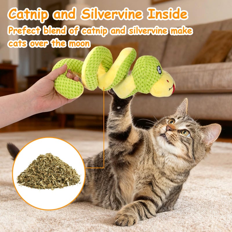 Retro Shaw Cat Toys, 11 in Realistic Catnip Snake Toy with Crinkle Sound Inside, Cat Nip Toys with SilverVine, Stuff Snake Interactive Snake Toy for Cats to Chew - Image 5