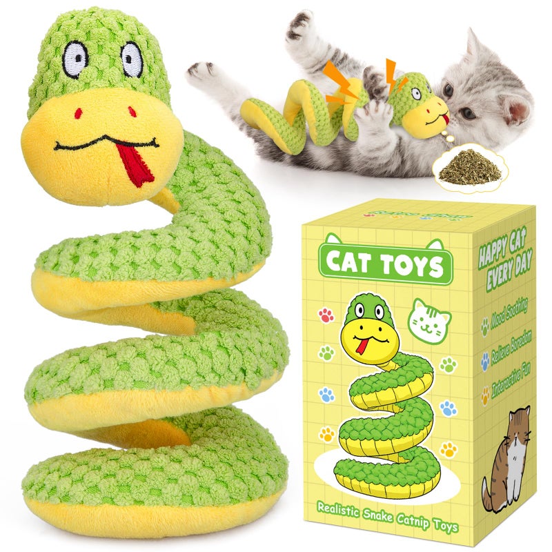 Retro Shaw Cat Toys, 11 in Realistic Catnip Snake Toy with Crinkle Sound Inside, Cat Nip Toys with SilverVine, Stuff Snake Interactive Snake Toy for Cats to Chew - Image 1