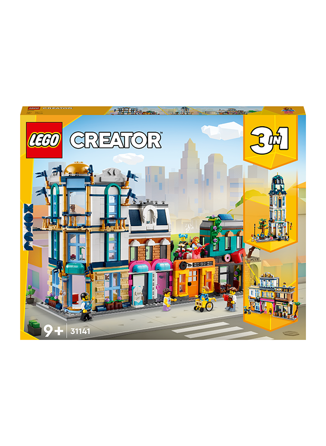 LEGO 31141 Creator 3In1 Main Street To Art Deco Skyscraper Or Market Street Building Set, Building Toy With Model Hotel, Café, Apartments And Shops, Creative Construction Model Kit (1,459 Pieces)