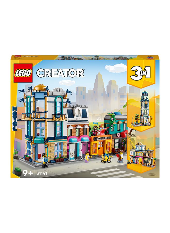 LEGO 31141 Creator 3In1 Main Street To Art Deco Skyscraper Or Market Street Building Set, Building Toy With Model Hotel, Café, Apartments And Shops, Creative Construction Model Kit (1,459 Pieces)  - Image 2