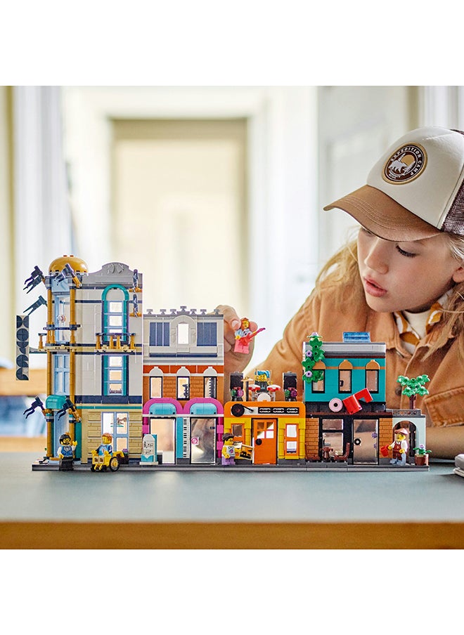 LEGO 31141 Creator 3In1 Main Street To Art Deco Skyscraper Or Market Street Building Set, Building Toy With Model Hotel, Café, Apartments And Shops, Creative Construction Model Kit (1,459 Pieces)  - Image 2