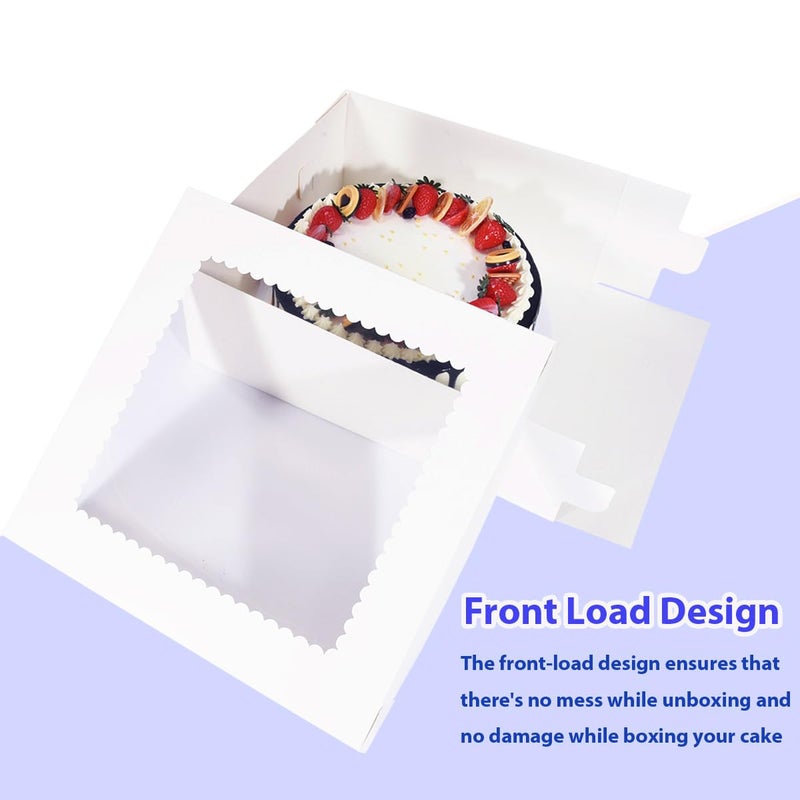 JJO Cake Boxes with Window 16x16x6 Inch 10 Pack,White Bakery Boxes,Large Cake Carrier,Birthday Cake Carrier,Disposable Cake Containers for Brownie,Pastries,Cheesecake - Image 3