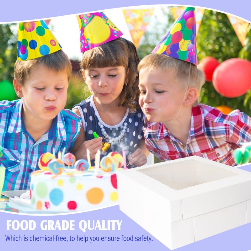 JJO Cake Boxes with Window 16x16x6 Inch 10 Pack,White Bakery Boxes,Large Cake Carrier,Birthday Cake Carrier,Disposable Cake Containers for Brownie,Pastries,Cheesecake - Image 5