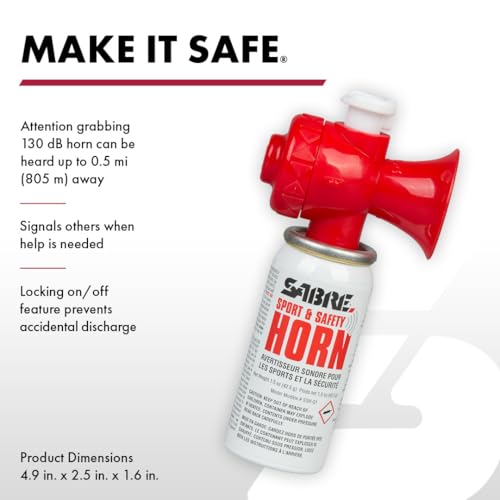 SABRE Sport and Safety Horn, 130 dB Air Horn, 60 ¼ Second or 25 ½ Second Bursts, Audible Up To 1/2-Miles (804-Meters), Perfect for Use at Sporting Events, Boating, Camping, Hiking - Image 5