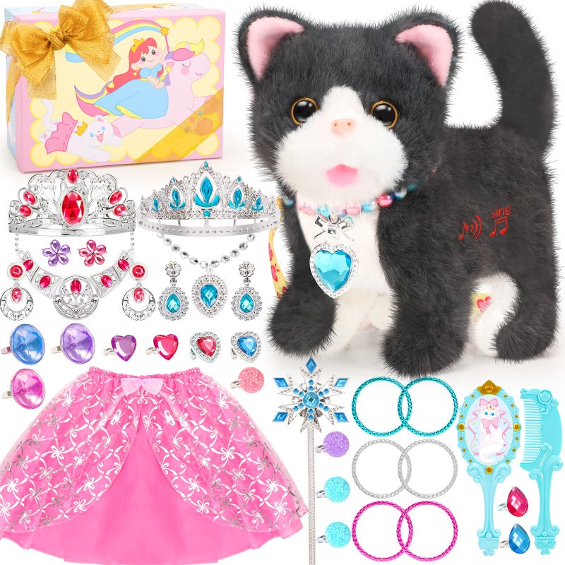 Tagitary Plush Cat Toy Can Repeats What You SayStuffed Interactive Cat Talking Musical Toys with Princess Pretend Jewelry Toy Kids Dress Up Play Set Christmas Birthday Gift Party Favors for Toddlers - Image 3