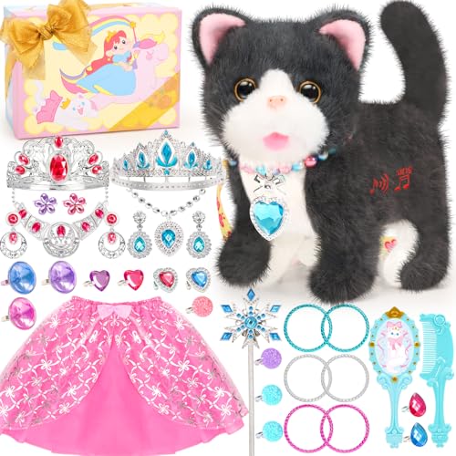 Tagitary Plush Cat Toy Can Repeats What You SayStuffed Interactive Cat Talking Musical Toys with Princess Pretend Jewelry Toy Kids Dress Up Play Set Christmas Birthday Gift Party Favors for Toddlers - Image 1