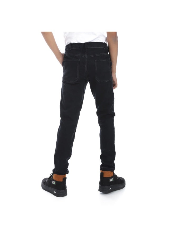 Andora Fly Zipper Button Closure Boys Pants _ Charcoal Black - Image 2