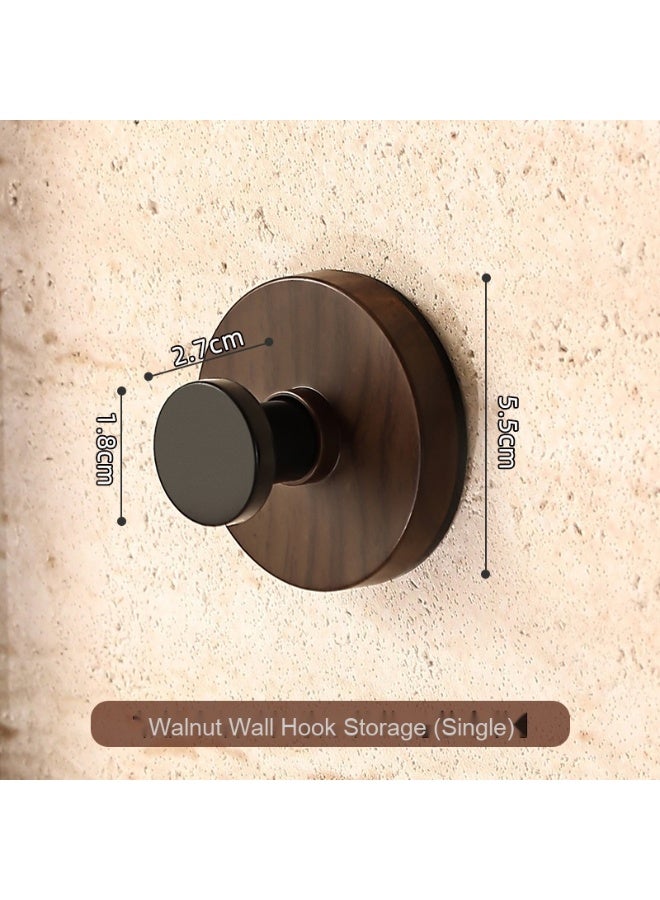NeeMee Walnut Wood Water Transfer No-Drill Hook - Vintage Style Coat and Hat Hook - Image 1