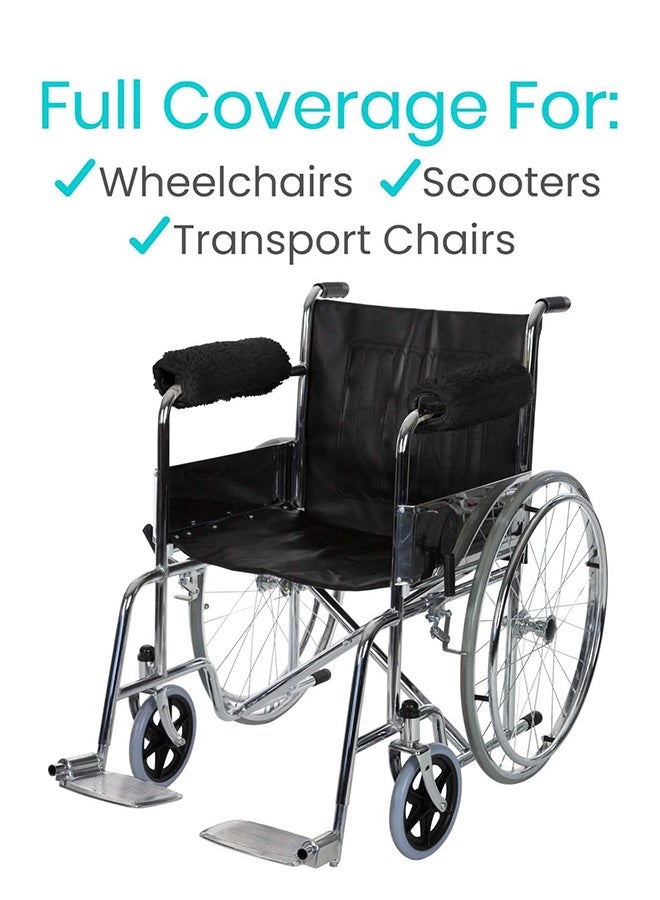 Wheelchair Armrest Covers (Pair) - Memory Foam Sheepskin Accessories Pads for Transport Electric Wheel Chair Arm Rests - for Adults, Seniors, Handicapped - Soft Support Cushion for Mobility Aids - Image 4