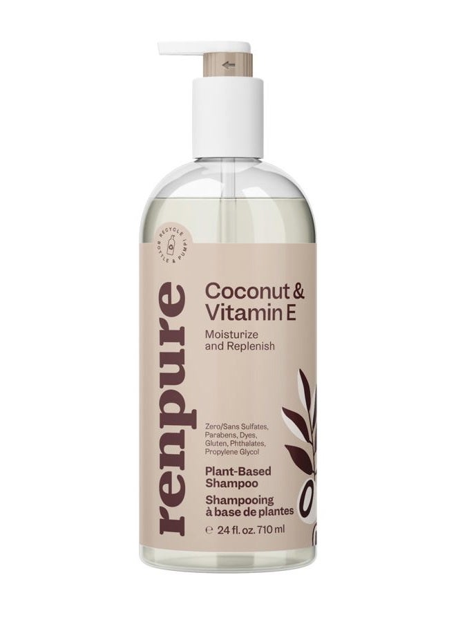 Renpure Plant Based Coconut and Vitamin E Moisturize and Replenish Shampoo - Ideal for Lifeless Hair - Leaves Hair Silky and Smooth - Rids Hair of Grime - Recyclable, Pump Bottle Design - 24 fl oz - Image 1