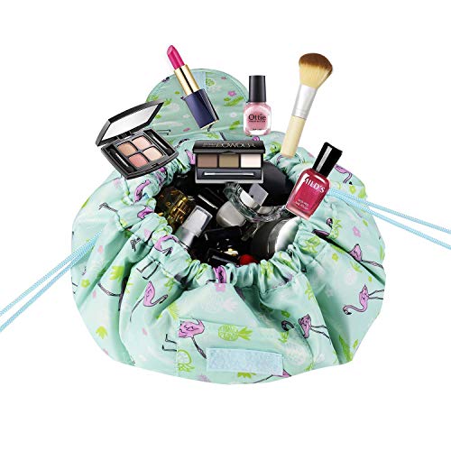 NIRVIK Women’s Portable Waterproof Cosmetic Bag | Lazy Travel Makeup Organizer with Drawstring, Multi-Pocket Toiletry Bag, Compact & Versatile Storage for Makeup & Travel (Green Duck) - Image 3