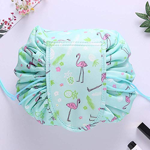NIRVIK Women’s Portable Waterproof Cosmetic Bag | Lazy Travel Makeup Organizer with Drawstring, Multi-Pocket Toiletry Bag, Compact & Versatile Storage for Makeup & Travel (Green Duck) - Image 2
