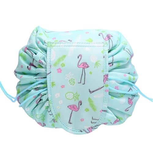 NIRVIK Women’s Portable Waterproof Cosmetic Bag | Lazy Travel Makeup Organizer with Drawstring, Multi-Pocket Toiletry Bag, Compact & Versatile Storage for Makeup & Travel (Green Duck) - Image 1