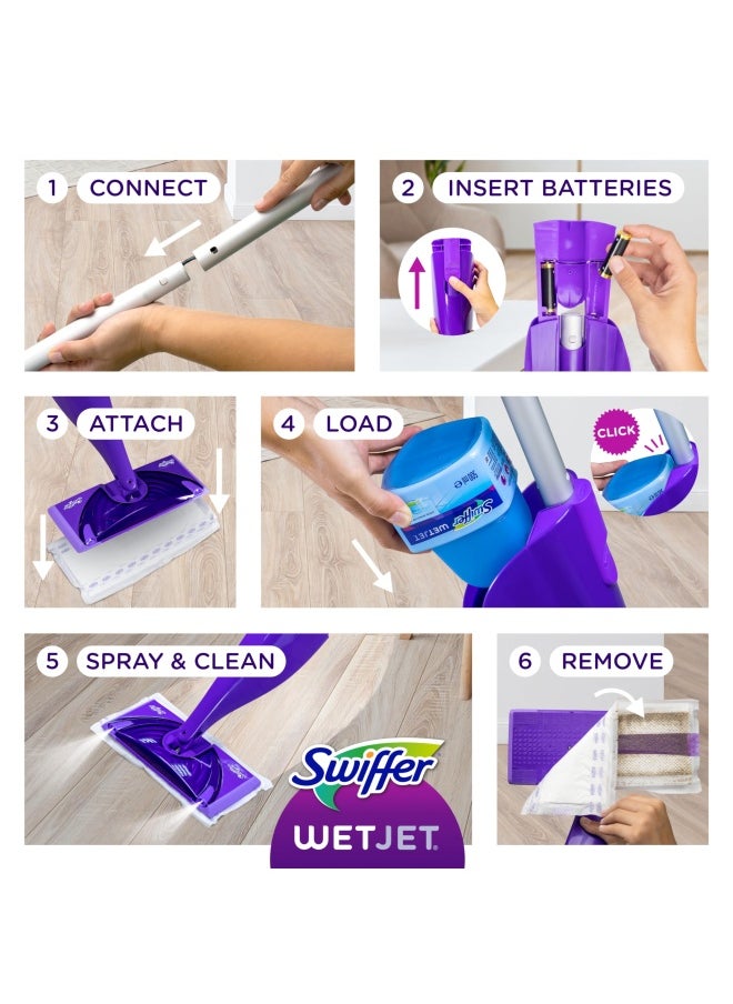 Wetjet Hardwood And Floor Spray Mop Cleaner Starter Kit Includes 1 Power Mop 10 Pads Cleaning Solution Batteries