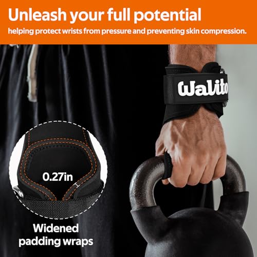 WALITO Weight Lifting Wrist Strap, Double Leather Weightlifting Wrist Straps for Gym Strength Training, Neoprene Padded Wrist Wraps - for Men & Women (Pair) - Image 5