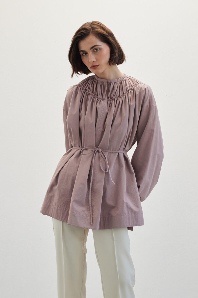 Manuka Collar Gathered Tunic Dusty Rose  - Image 1