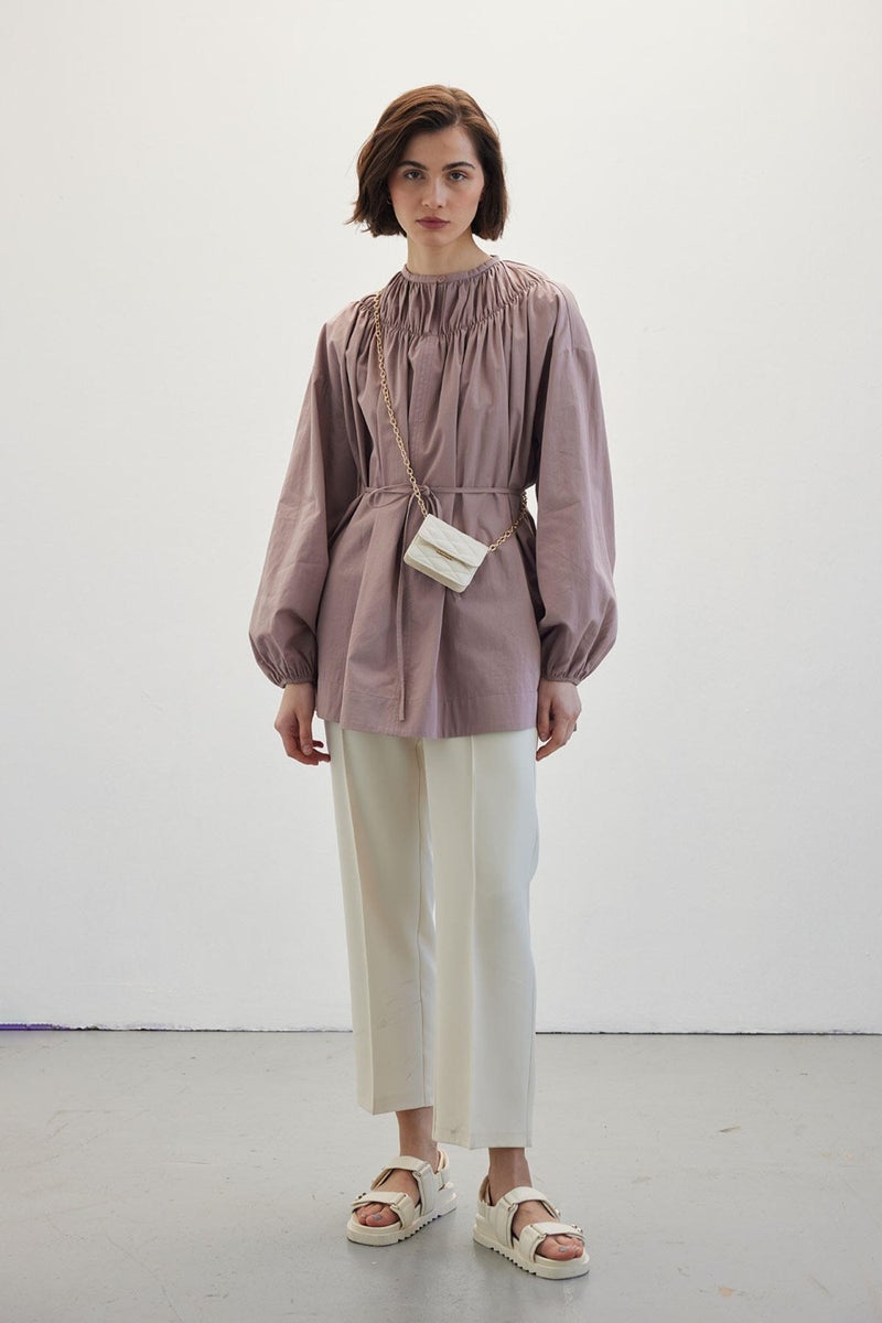 Manuka Collar Gathered Tunic Dusty Rose  - Image 2