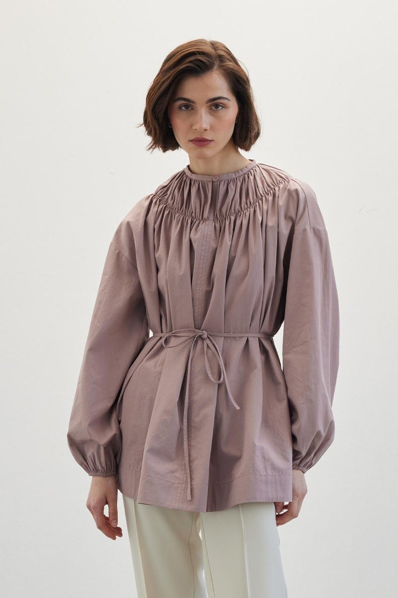 Manuka Collar Gathered Tunic Dusty Rose  - Image 5