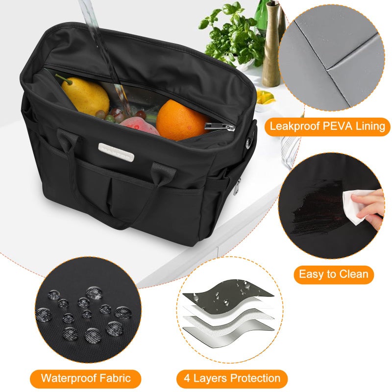 MAXTOP Lunch Bag Women for Work Insulated Thermal Lunch Box for Men with Wide-Open Pocket Reusable Leakproof Cooler Bags with Removable Shoulder Strap for Teacher Nurse Office Picnic Travel Black - Image 5