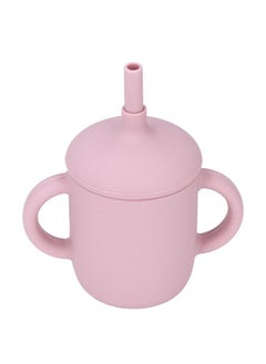 Thoraya Toddler Cup Silicone Spill Proof Prevent Slip Handle BPA Free Baby Trainer Cup with Straw for Infant 6 Months AboveLight Purple Red  - Image 1