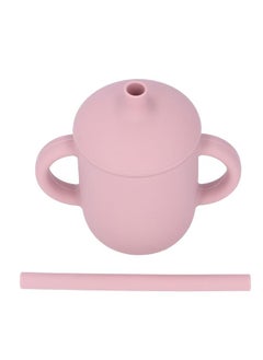 Thoraya Toddler Cup Silicone Spill Proof Prevent Slip Handle BPA Free Baby Trainer Cup with Straw for Infant 6 Months AboveLight Purple Red  - Image 2
