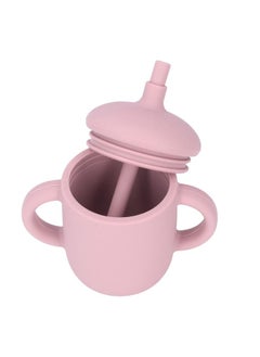 Thoraya Toddler Cup Silicone Spill Proof Prevent Slip Handle BPA Free Baby Trainer Cup with Straw for Infant 6 Months AboveLight Purple Red  - Image 3