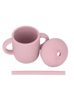 Thoraya Toddler Cup Silicone Spill Proof Prevent Slip Handle BPA Free Baby Trainer Cup with Straw for Infant 6 Months AboveLight Purple Red  - Image 4
