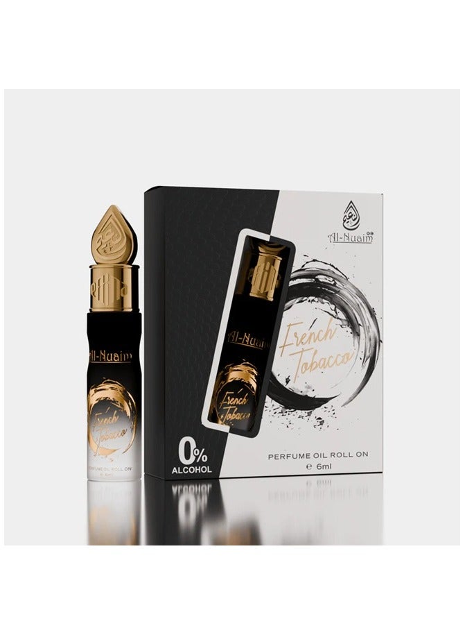 Al Nuaim Al-Nuaim French Tobacco Attar Roll-On 6ml | Alcohol-Free Unisex Concentrated Perfume Oil | Long Lasting Warm, Smoky & Woody Fragrance for Men & Women | Pocket Size Attar - Image 1