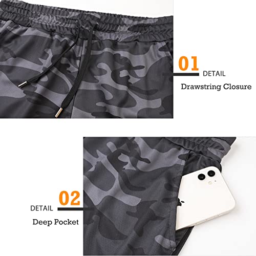 Surenow Mens Running Gym Shorts 3 Inch Breathable Lightweight Athletic Sport Shorts Training Workout Shorts with Pockets Gray Camo - Image 5