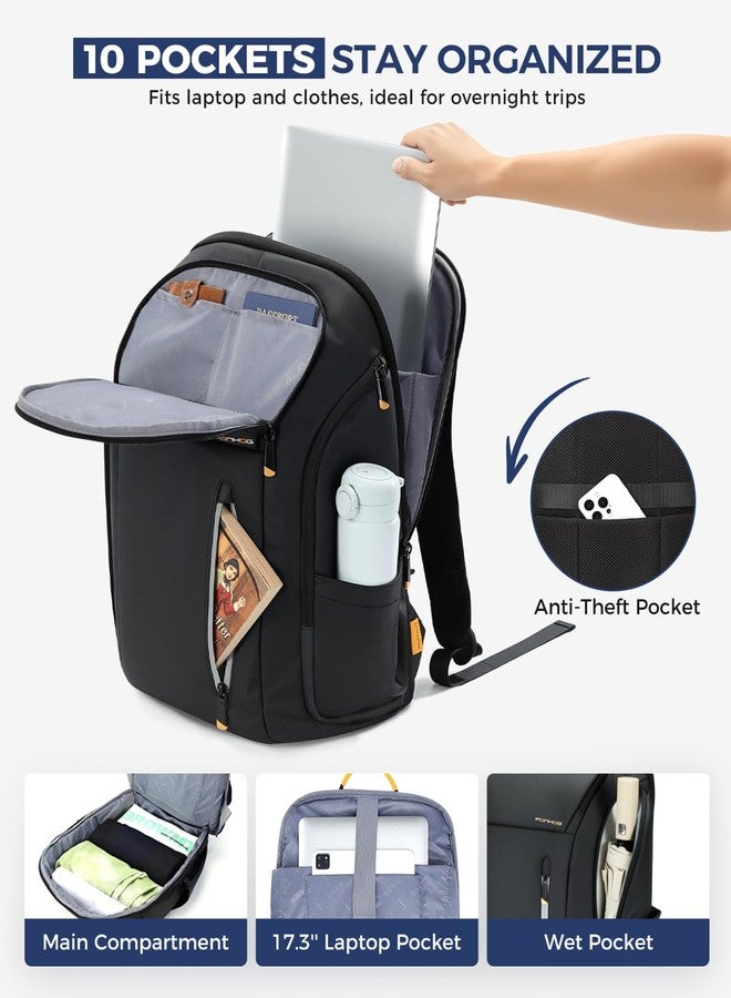 Ponhog 17 Inch Laptop Backpack for Men, Business Travel Anti-Theft Backpack with USB Charging Port, Water Resistant Computer Bag Carry On Flight Approved for Work College Weekender, Black - Image 2