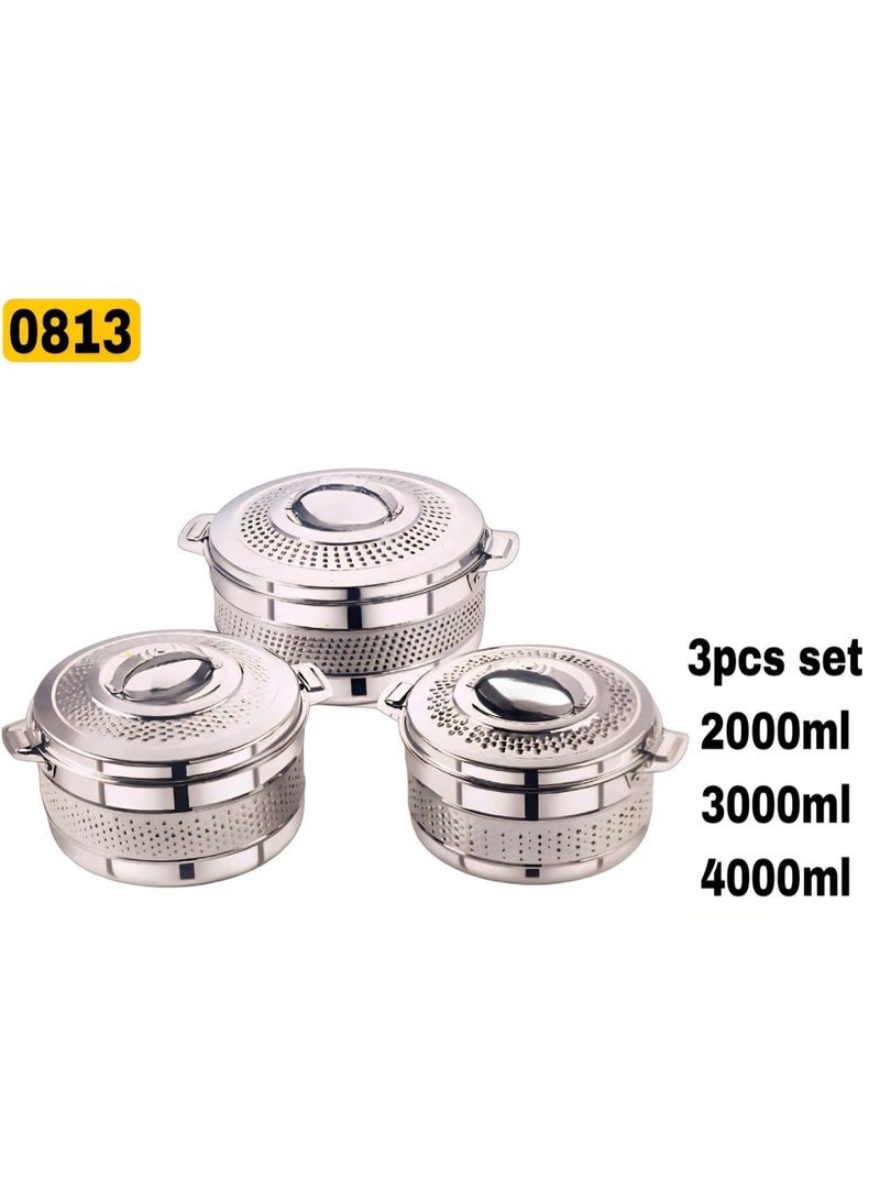 رويال كاميل طقم حافضات رويال كيمل  الطعام الأصلية المصنوعة من الفولاذ المقاوم للصدأ من رويال كاميل، عالية الجودة ومثالية لتخزين الأطعمة  طقم 3 قطع 3000/2000/4000ml - Image 1