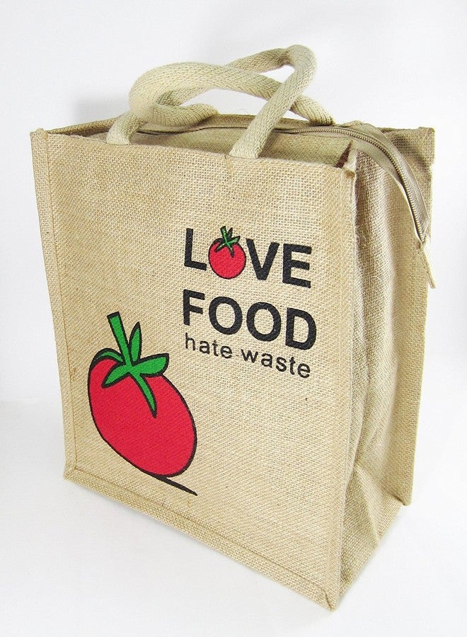 HRBS Jute Lunch Bag | Tiffin Bag | Multi Purpose Tote Bag | Hand Bag - Eco-Friendly, Reusable, | Gift | Return Gift | Large Size (34x30) - Love Food Hate Waste Pack of 3Pc- Shopping Bag - Image 4