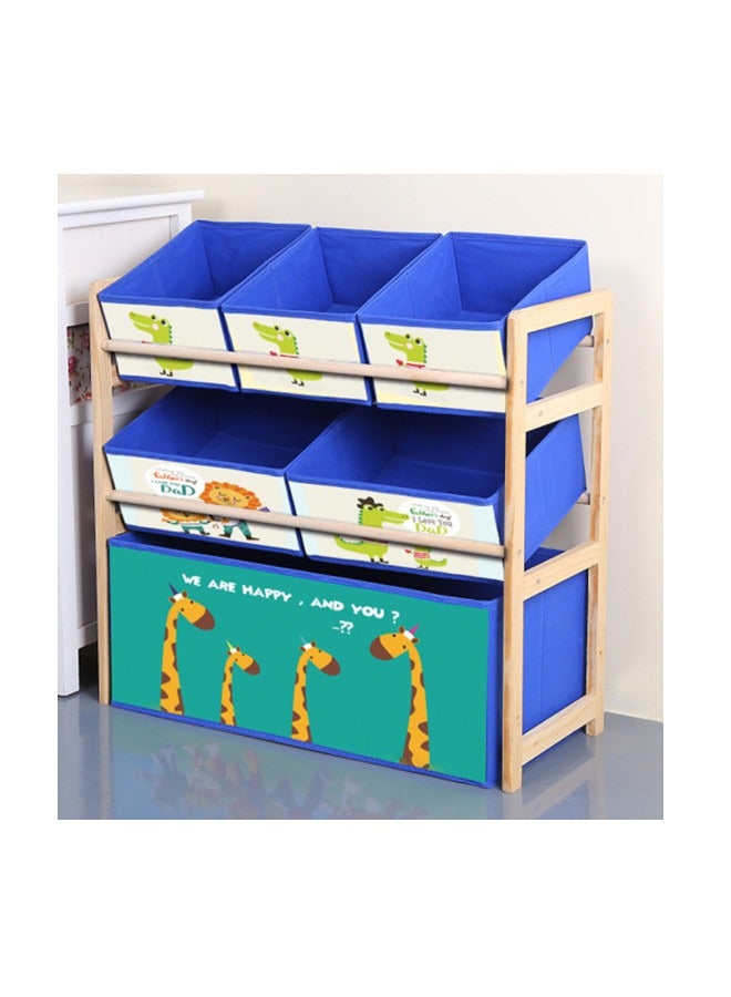 ميكسد متعددة الوظائف الفاخرة لعبة الأطفال تخزين مربع ، مربع الخشب الصلب مع 6 صناديق تخزين القماش - Image 1